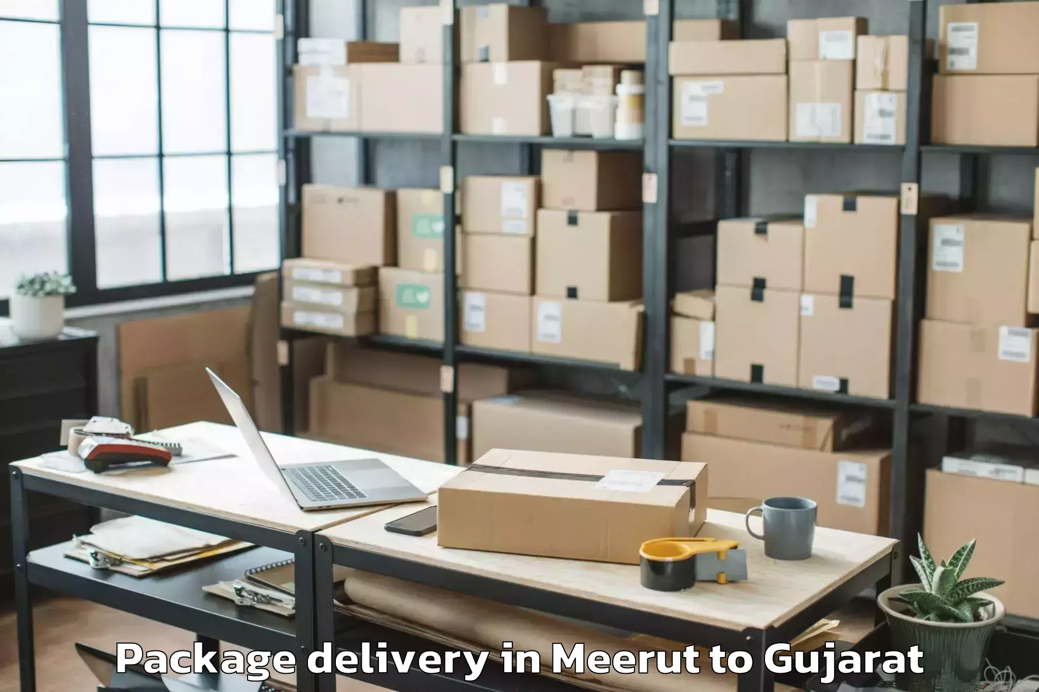 Book Meerut to Delvada Package Delivery